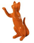 Statue En Résine Chat Debout Orange - 55cm