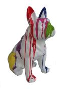 Statue en Résine Bulldog Français Assis Trash Blanc - 80cm