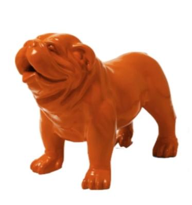 Sculpture Bulldog Anglais en Résine Orange - 90cm
