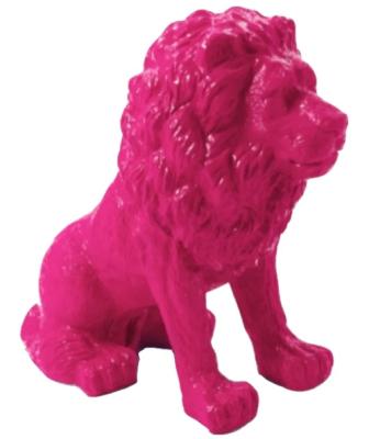 Sculpture Lion Assis Design Rose - H 65cm