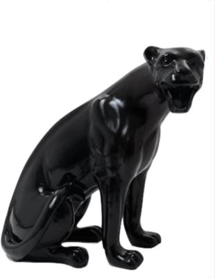 Statue en résine Panthere Assise Noir - H 75cm