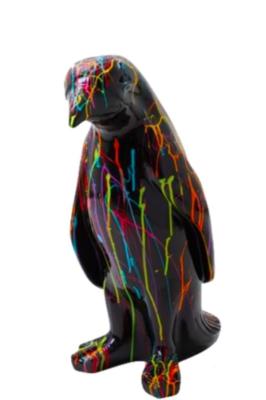 Sculpture en résine Pingouin Trash Noir - H 40cm