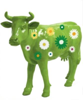 Statue en résine d'une Vache Fleur Vert  - 140 cm