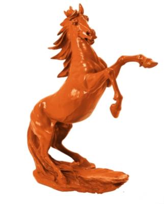 Sculpture Cheval Cabré coloré en résine Orange - H 90cm