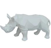 Statue en résine Rhinoceros Origami Blanc - 40cm