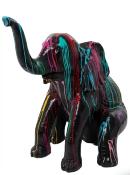 Sculpture en résine Éléphant Assis Trash Noir - 140cm