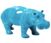 Sculpture Hippopotame En résine Bleu Ciel - 100cm