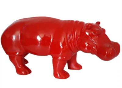 Sculpture Hippopotame En résine Rouge - 100cm