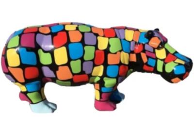 Statue Design en résine Hippopotame XXL Smarties - L 180 cm