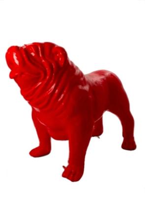 Sculpture Bulldog Anglais en Résine Rouge XXL - 160cm
