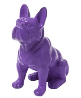 Statue en Résine Bulldog Français Assis Violet - 30cm