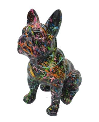 Statue en Résine Bulldog Français Assis Splash Noir - 45cm