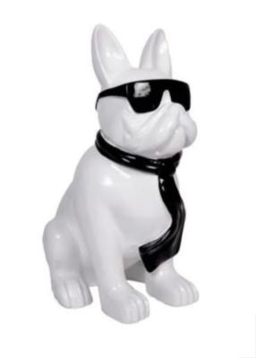 Statue en Résine Bulldog Français Karl Blanc et Noir - 35cm