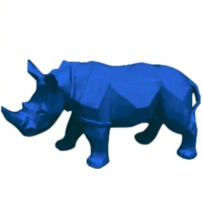 Statue en résine Rhinoceros Origami Bleu - 40cm