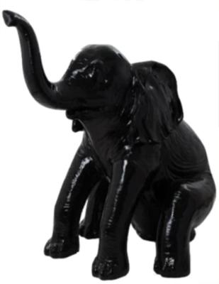 Sculpture en résine Éléphant Assis Noir - 140cm