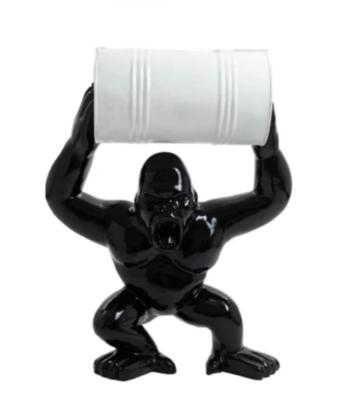  Statue en Résine Gorille Bidon Noir et Blanc - 70cm