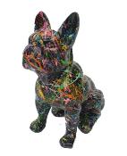 Statue en Résine Bulldog Français Assis Splash Noir - 45cm