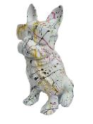 Statue en Résine Bulldog Français Karl Splash Blanc - 35cm