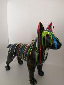 Sculpture Bull Terrier en résine coloré L-115cm