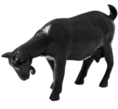 Statue en résine d'une Chèvre Tête Baissée Noir - L 60cm