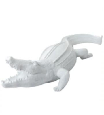 Sculpture en résine d'un Crocodile Blanc - L 130cm