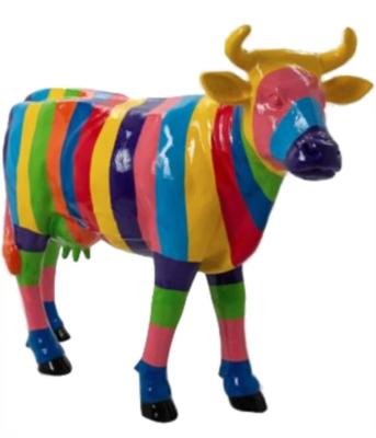 Statue en résine d'une Vache Multicolore - 140 cm