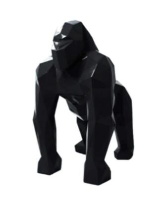 Statue en résine Gorille Origami Noir - 40cm