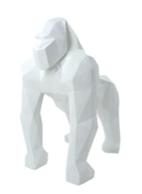 Statue en résine Gorille Origami Blanc - 40cm