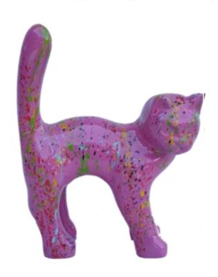 Sculpture En Résine Chat Splash Rose - 105cm