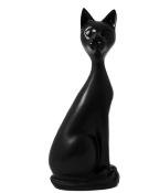 Statue En Résine Chat Assis Noir Mat - 60cm