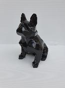 Statue en résine Bulldog français assis Origami Noir L - 35 cm