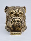 Statue Buste de Bulldog en Résine Bronze - 40cm