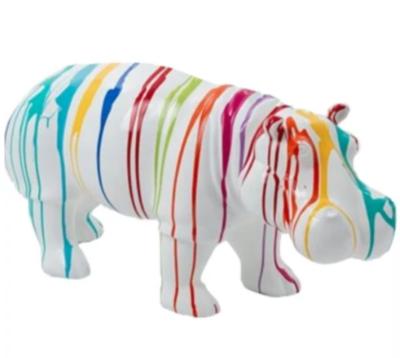 Sculpture Hippopotame En résine Trash Blanc - 100cm