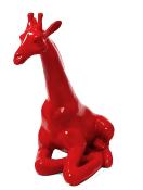 Statue en Résine Girafe Assise Rouge - 90cm