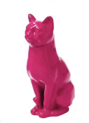 Statue En Résine Chat Assis Rose - 40cm