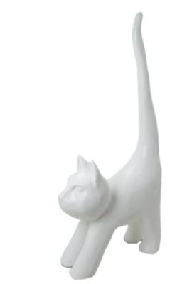Statue En Résine Chat Blanc - 30cm