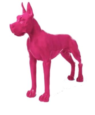 Statue Résine Dogue Allemand Rose - 120cm