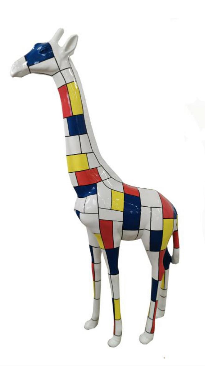 Statue Girafe En Resine Mondrian Livraison Offerte