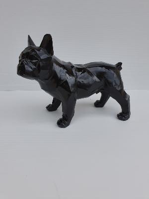 Statue en résine Bulldog français Origami Noir L - 35 cm