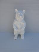Statue en résine Ours Debout Origami Blanc - H 40cm