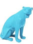 Statue en résine Panthere Assise Bleu - H 75cm