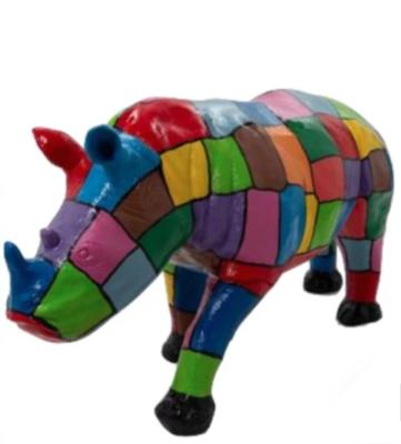 Statue en résine Rhinocéros Carré Multicolore - 140cm