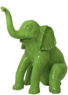 Sculpture en résine Éléphant Assis Vert - 140cm