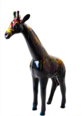 Statue Girafe en résine Splash Noir- 110cm