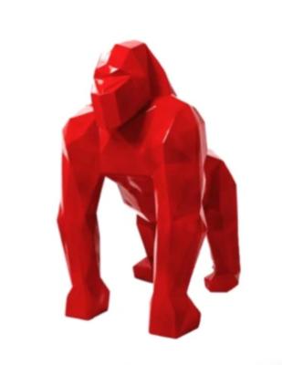 Statue en résine Gorille Origami Rouge - 25cm