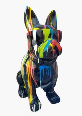 Statue en Résine Bulldog Français Karl Trash Noir - 60cm