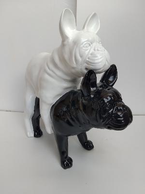 Statue Bulldog Français Funny Ultra Brillant Black & White 