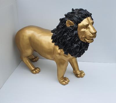 Sculpture Lion design Or et Noir L-100cm