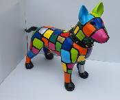 Sculpture Bull Terrier en résine Smarties L-115cm