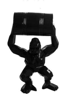 Statue en résine Gorille Bidon ORIGAMI Noir - 140cm